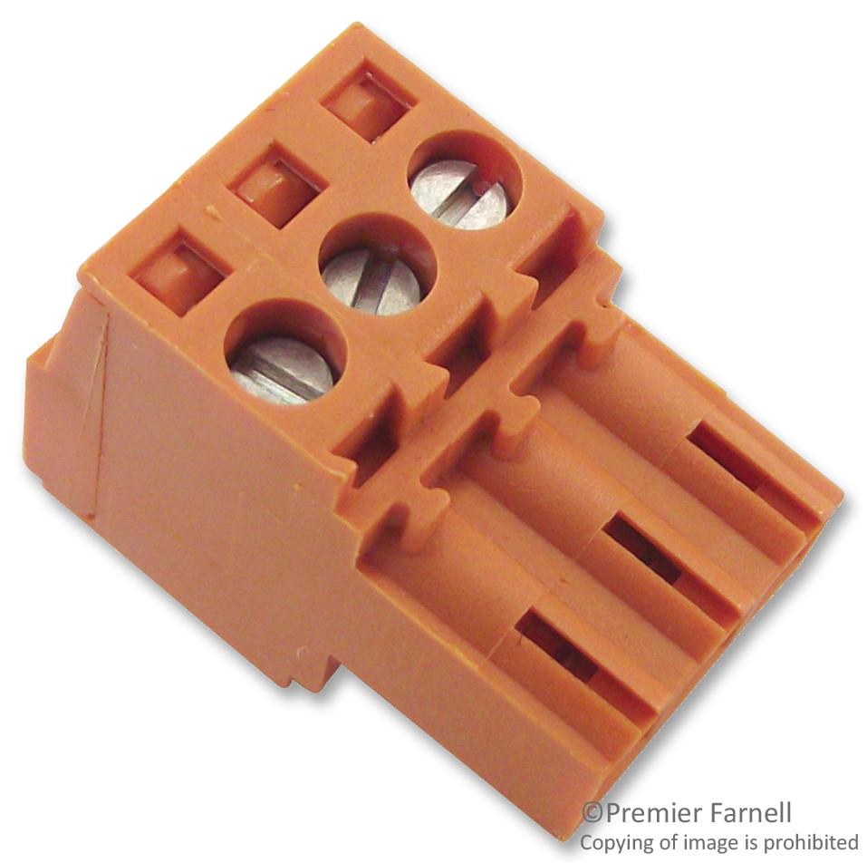 Weidmuller Bl 3.5/3 Terminal Block, Pluggable, 3Pos, 14Awg