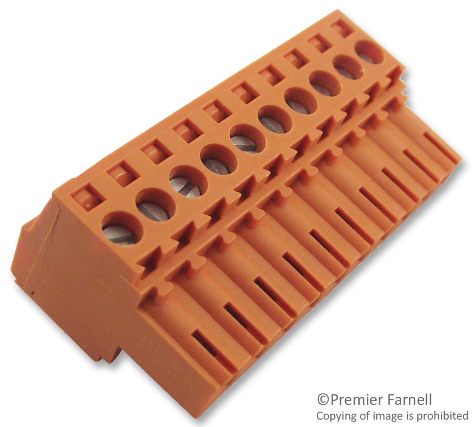 Weidmuller Bl 3.5/10 Terminal Block, Pluggable, 10Pos, 14Awg