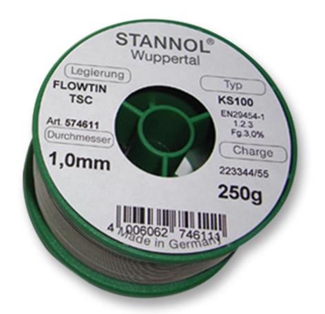 Stannol 574601 Solder Wire, Ks100, 0.3Mm, 250G