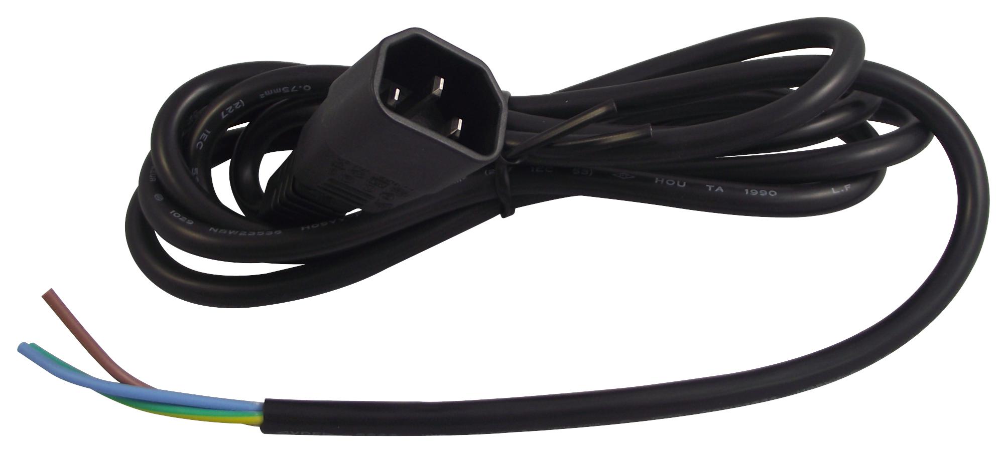 Multicomp Pro Gw-151628 Power Cord, Iec 60320 C14-Free End, 2M