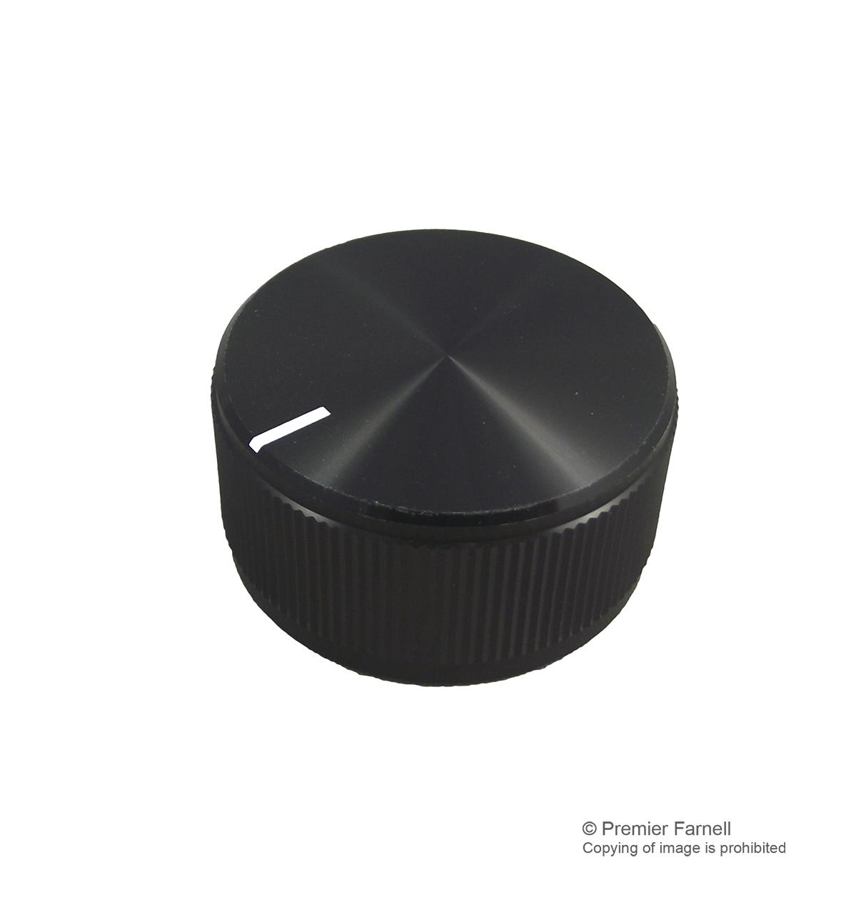 Multicomp 061-7008 Knob, Aluminium, Black, 31.8Mm