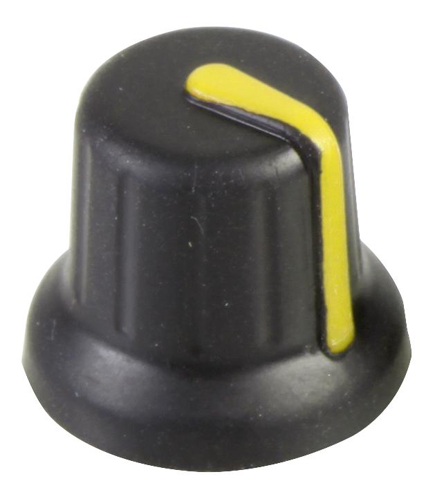 Multicomp Cr-Ba-2C6-180D Knob, 15.7Mm, Black, Yellow Line