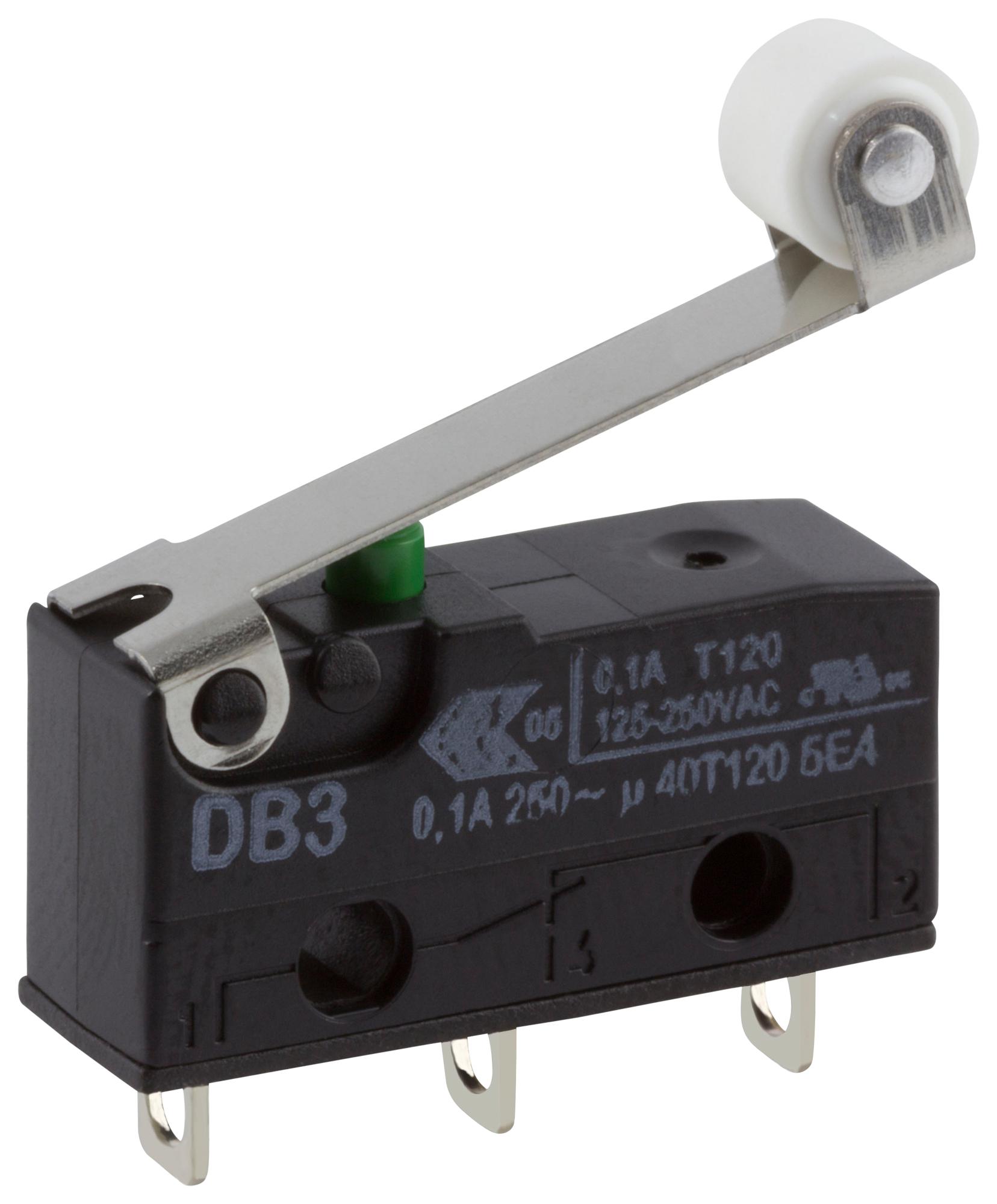 Zf Db3C-A1Rc Microswitch, Spdt, Roller, 0.1A, 250Vac