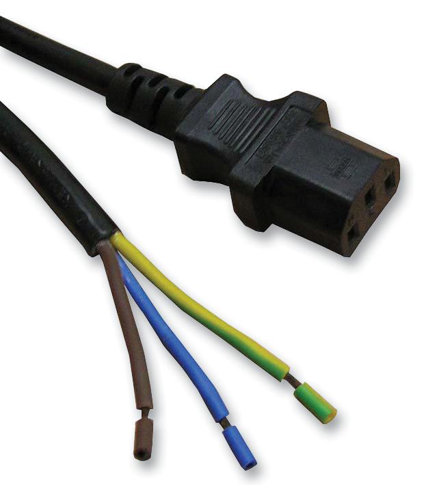 Multicomp Pro Sh10184R Lead, Iec To Bare, Black, 3.5M