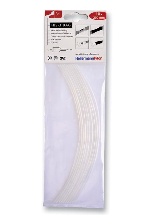 Hellermanntyton 308-30164 Heatshrink, 3:1, 1.5Mm, Clr, Pk10