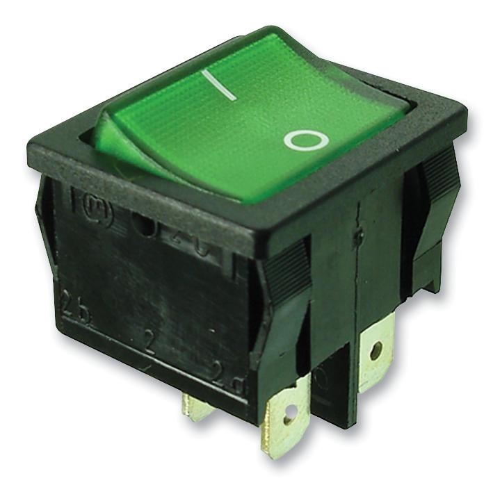 Marquardt 01805.7109-03 Switch, Dpst, 10A, 250V, Green Ill., I/o