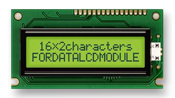 Fordata Fc1602E01-Fhyybw-51Sk Display, Alphanumeric, 16X2, Yellow Grn