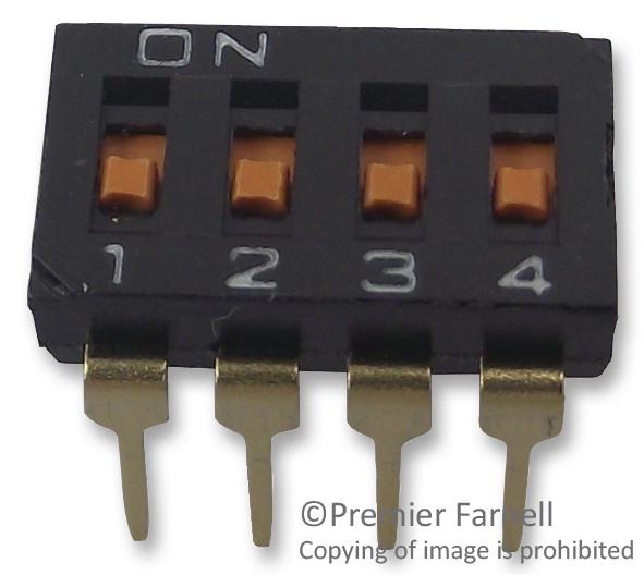 Omron Electronic Components A6T4101 Switch, Dip, 4 Way, Unsealed