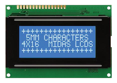 Midas Displays Mc41605A6W-Bnmlw-V2 Display, Alphanumeric, 16X4, White