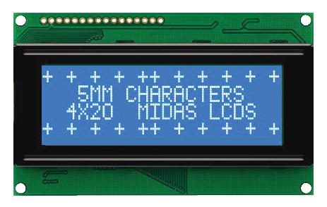 Midas Displays Mc42005A6W-Bnmlw-V2 Display, Alphanumeric, 20X4, White