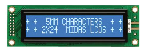 Midas Displays Mc22405A6W-Bnmlw-V2 Display, Alphanumeric, 24X2, White