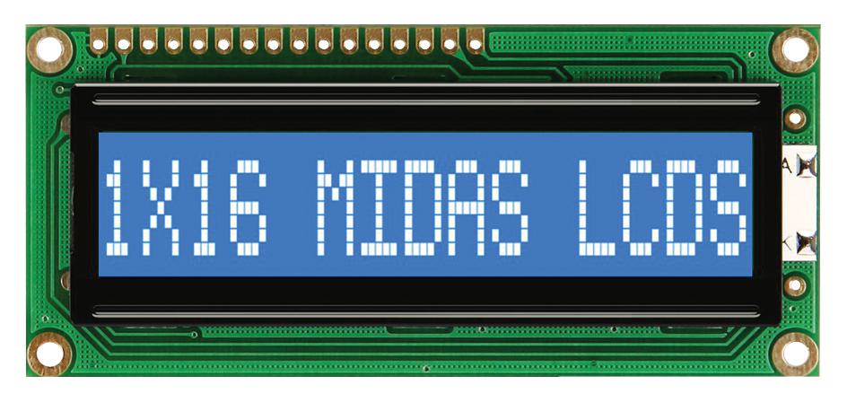 Midas Displays Mc11605A6Wk-Bnmlw-V2 Display, Alphanumeric, 16X1, White