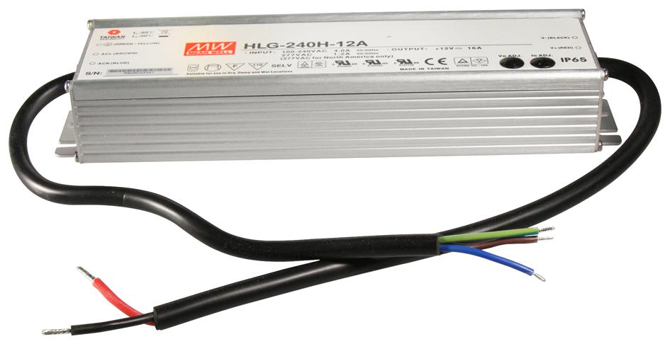 Mean Well Hlg-240H-12A Led Driver, Ac-Dc, Cc, 16A, 12V