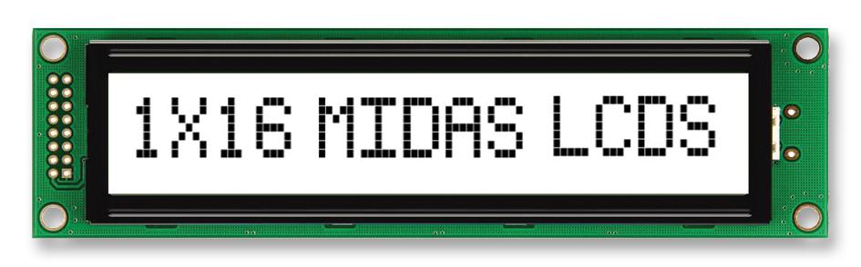 Midas Displays Mc11615A6W-Fptlw-V2 Display, Alphanumeric, 16X1, White