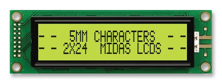 Midas Displays Mc22405A6W-Sptly-V2 Display, Alphanumeric, 24X2, Yellow/grn