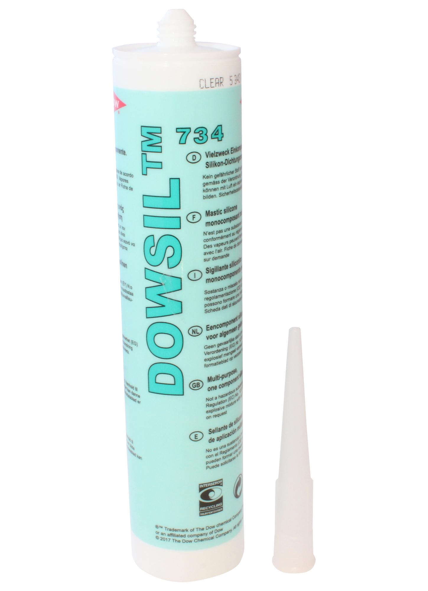 Dow 734 Clear 310Ml Rtv Silicone, 734, Clear, 310Ml