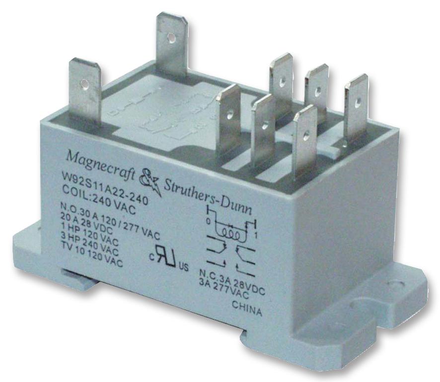 Schneider Electric/legacy Relay W92S11D22D-24D Relay, Dpdt, 250Vac, 28Vdc, 30A