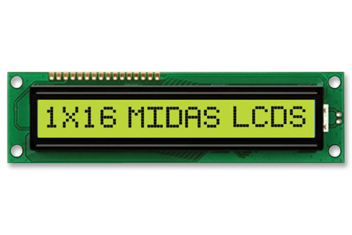 Midas Displays Mc11609A6W-Spr-V2 Display, Alphanumeric, 16X1, Nobacklight