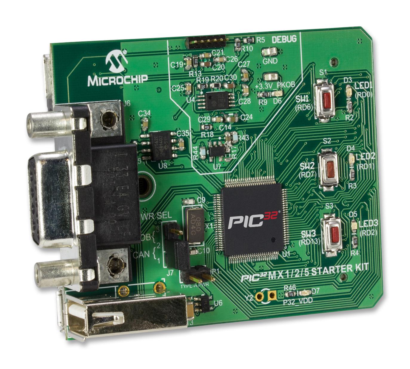 Microchip Dm320100 Dev Board, Pic32Mx570 Can/usb Interface