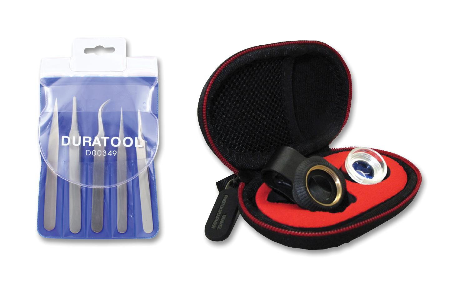 Duratool 1306402+2409887 Kit, Tweezer Set & Inspection Magnifier