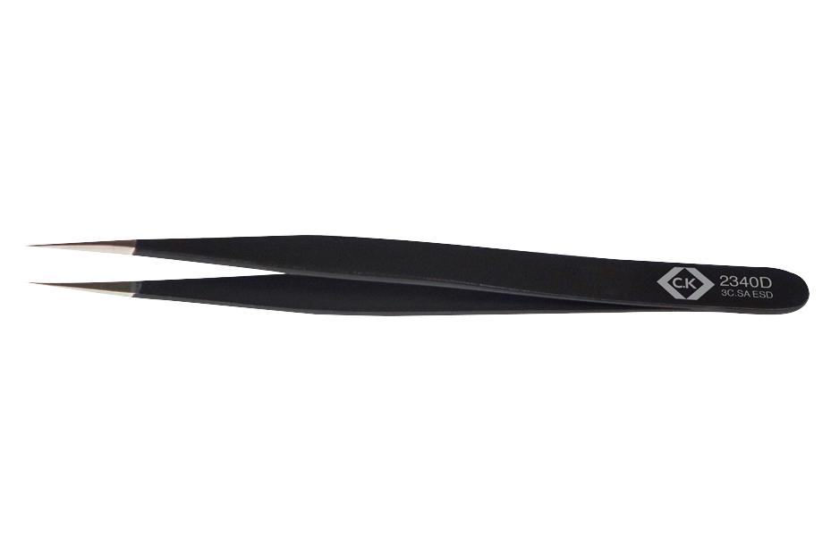 Ck Tools T2340D Esd Tweezer, Fine/sharp Tip, 110Mm