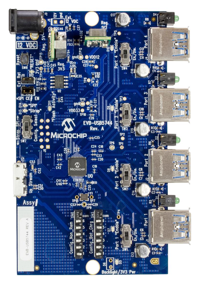 Microchip Evb-Usb5744 Evaluation Board, Usb 3.1 Controller Hub