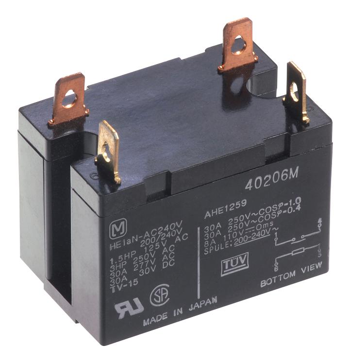 Panasonic He1An-Ac200V Power Relay, Spst-No, 240Vac, 30A, Panel