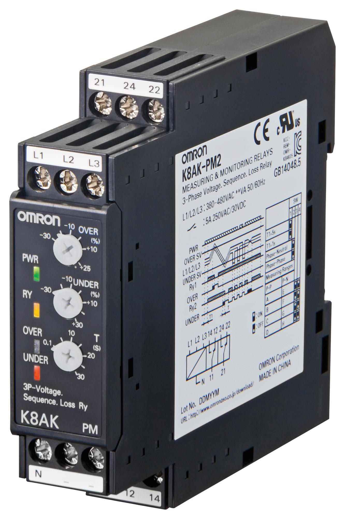 Omron Industrial Automation K8Akpm1 Relay, Phase Monitoring, Spdt, 240Vac