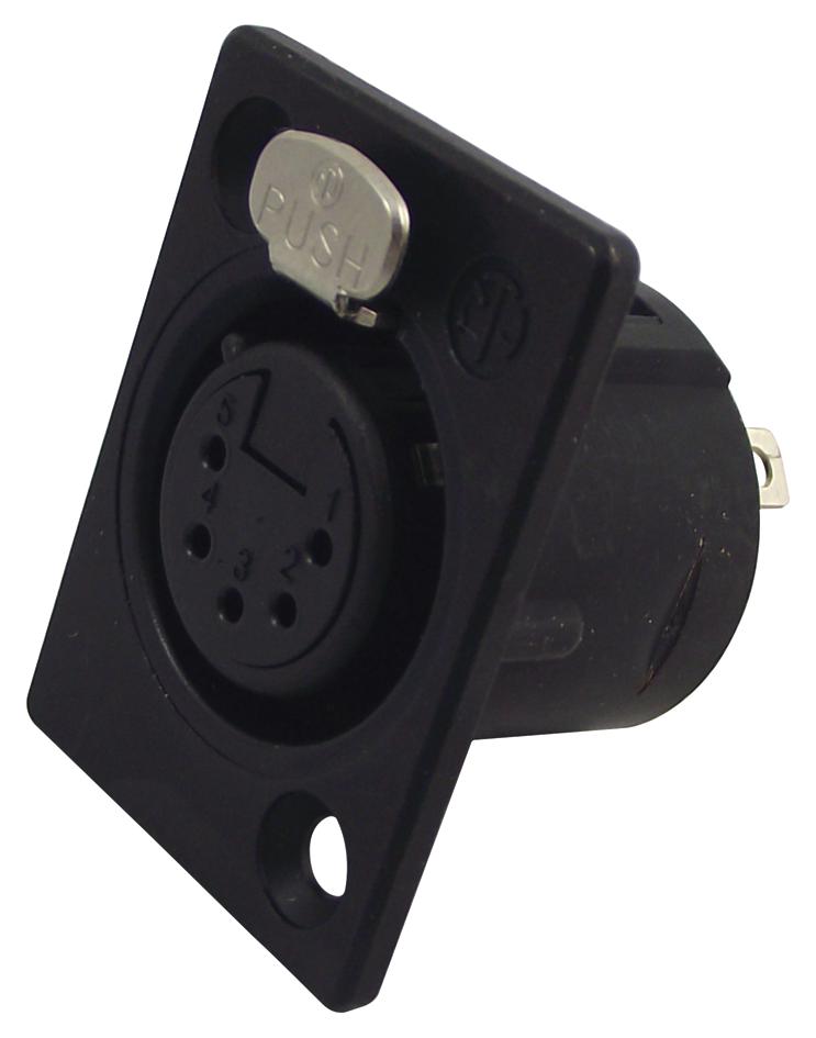 Neutrik Nc5Fp-B-1 Socket, Xlr, Panel, Black, 5Pole