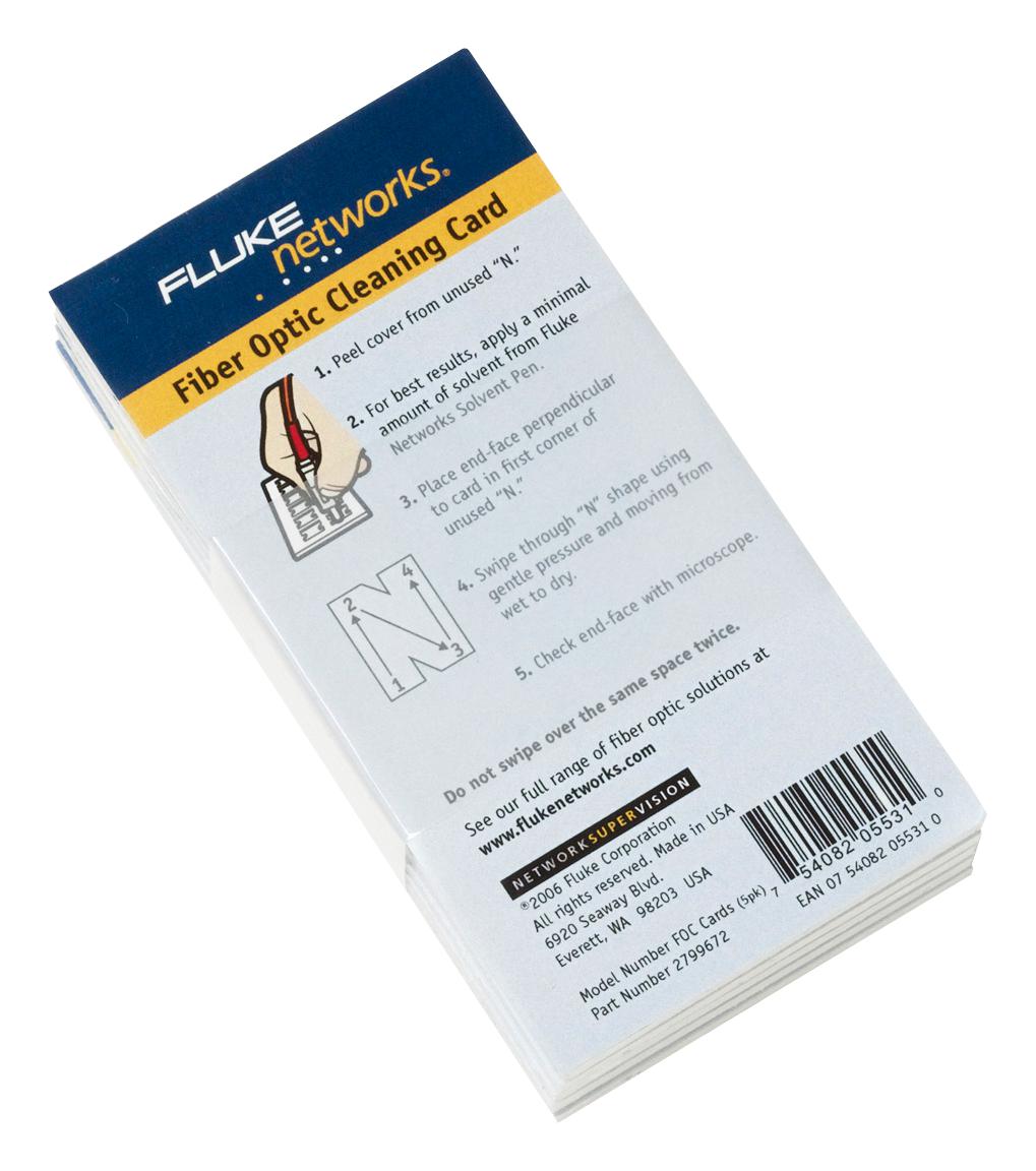 Fluke Networks Nfc-Cards-5Pk Cleaner, Fibre Optic, 5Pak