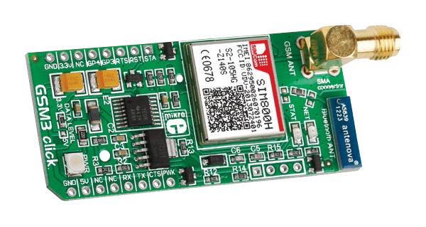 Mikroelektronika Mikroe-1720 Add-On Board, Gsm3 Click