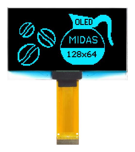 Midas Displays Mcot128064Hv-Bm Oled Display, Blue, 2.42 Inch