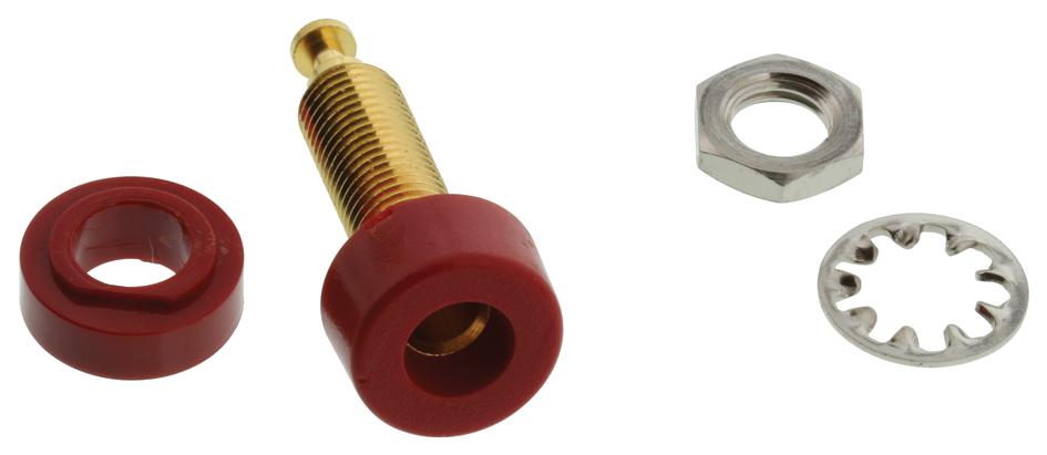 Pomona 2854-2 Banana Jack, 15A, Turret, Red, Pk10