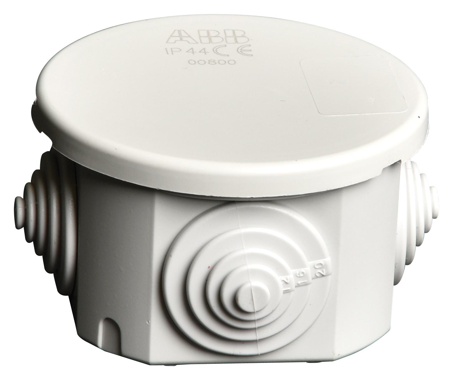 Abb 00800 Junction Box, Ip44, Round, 65Mm, Grey