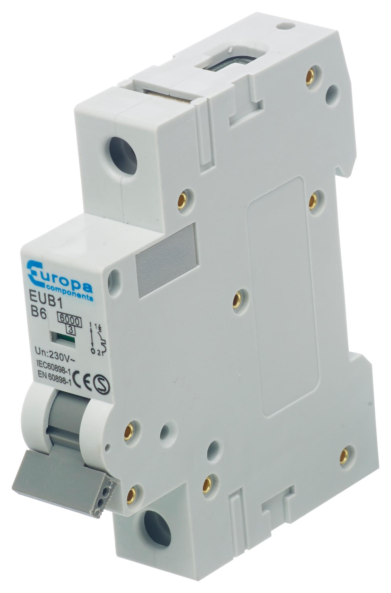 Europa Euc1P25B Circuit Breaker, 1 Pole, 25A, 230Vac