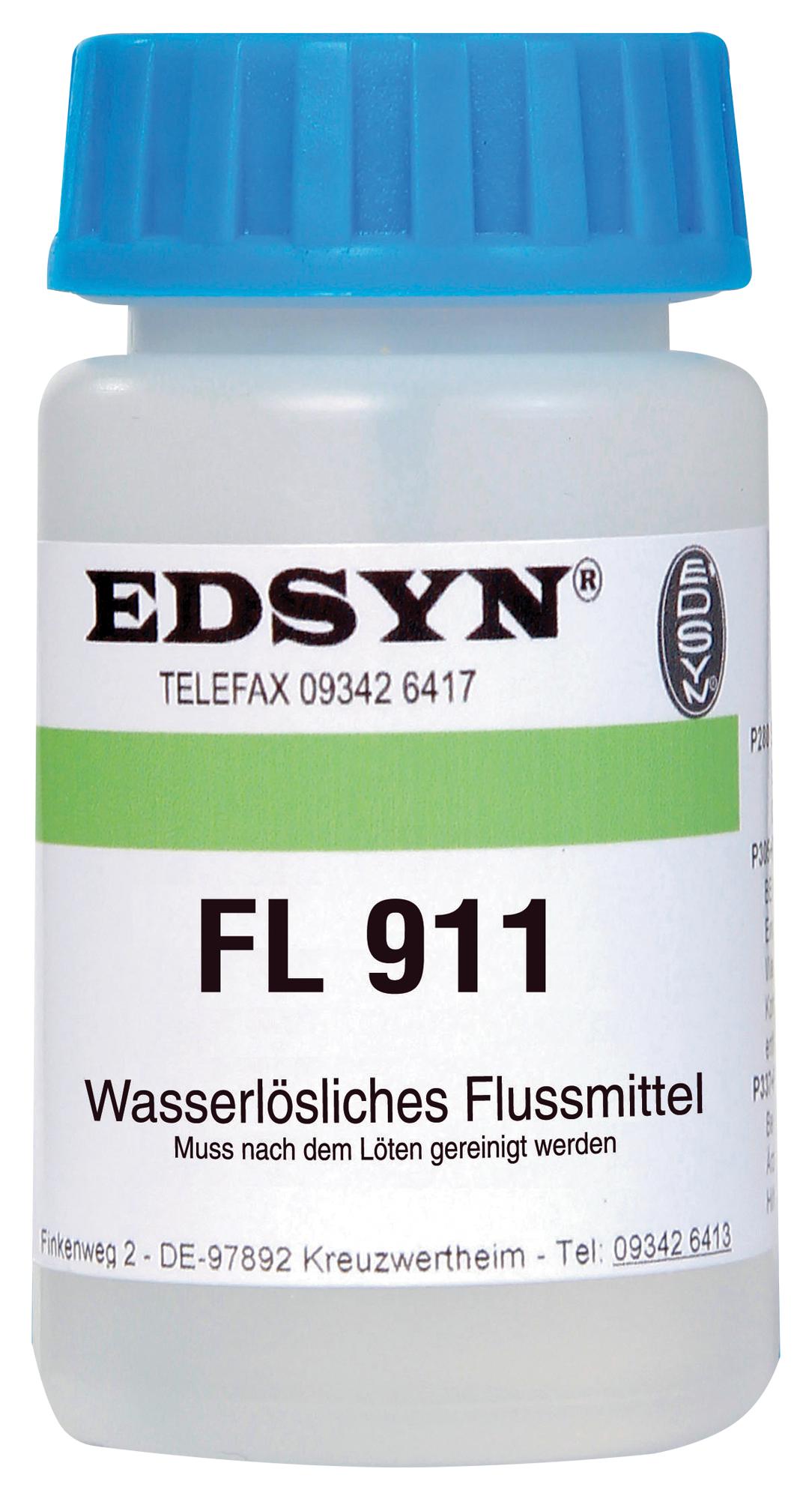 Edsyn Fl911 Water Soluble Flux, Bottle/brush, 50Ml