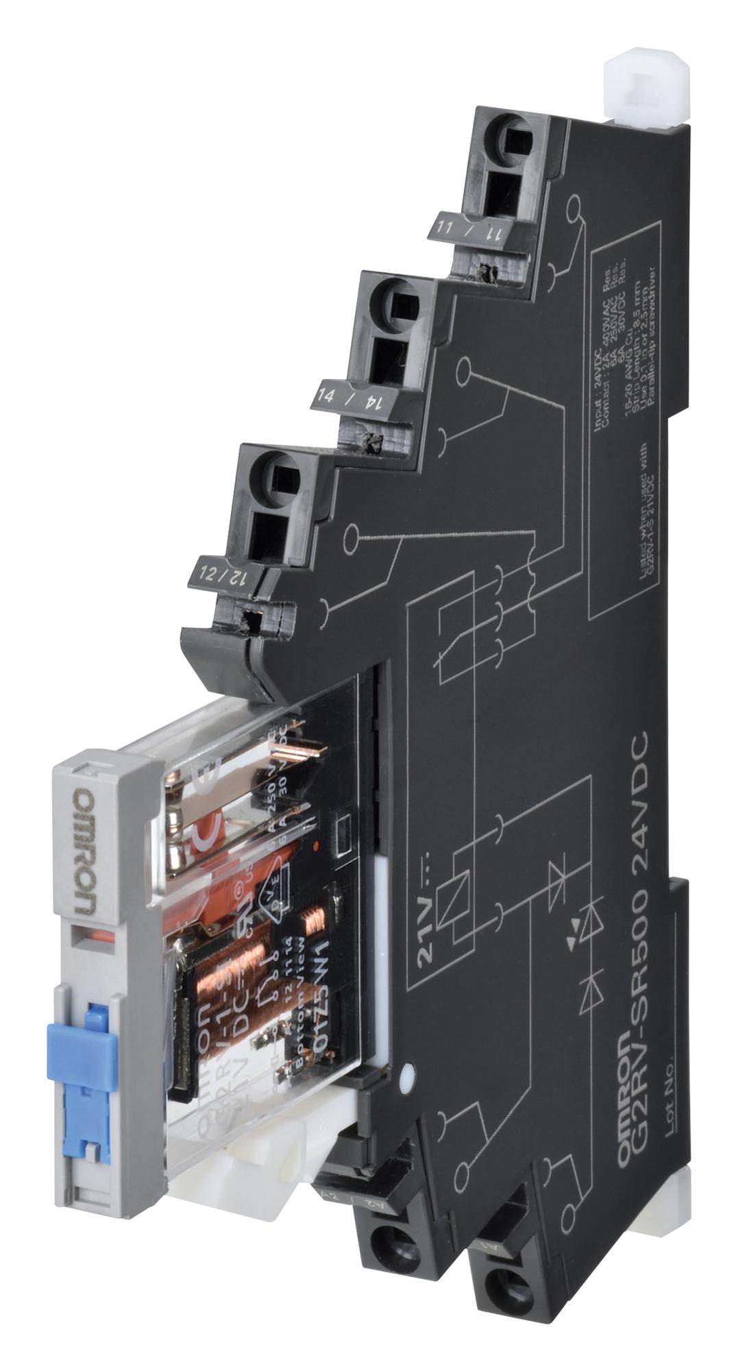 Omron Industrial Automation G2Rv-Sr501 Ac/ Dc24 Power Relay, 24V, 6A, Spdt, Din Rail