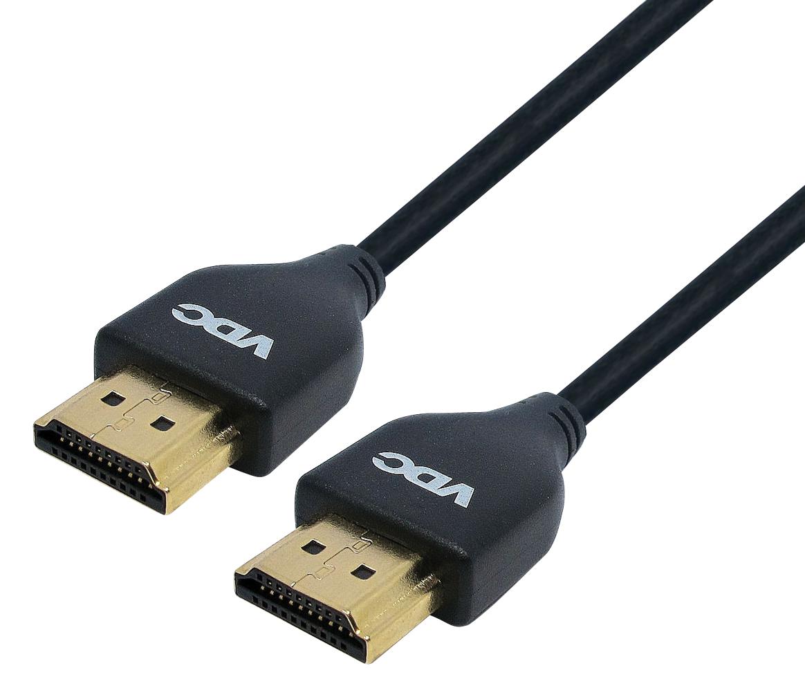 Vdc 104-086-125 Cable, Hdmi Plug, 1.25M, 36Awg, Black