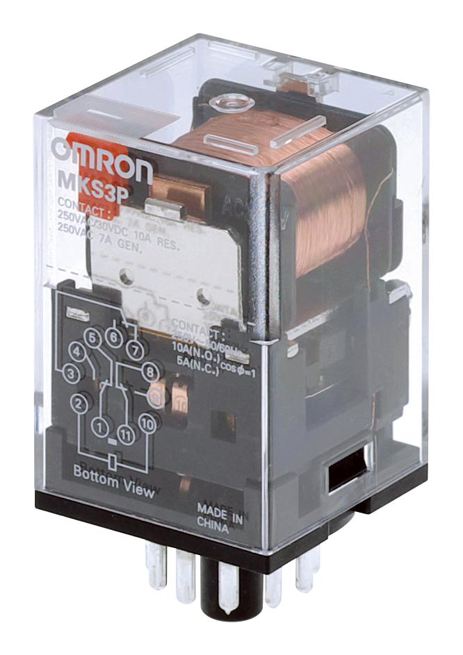 Omron Industrial Automation Mks3P-5 Ac24 Power Relay, 3Pdt, 24V, 10A, Socket