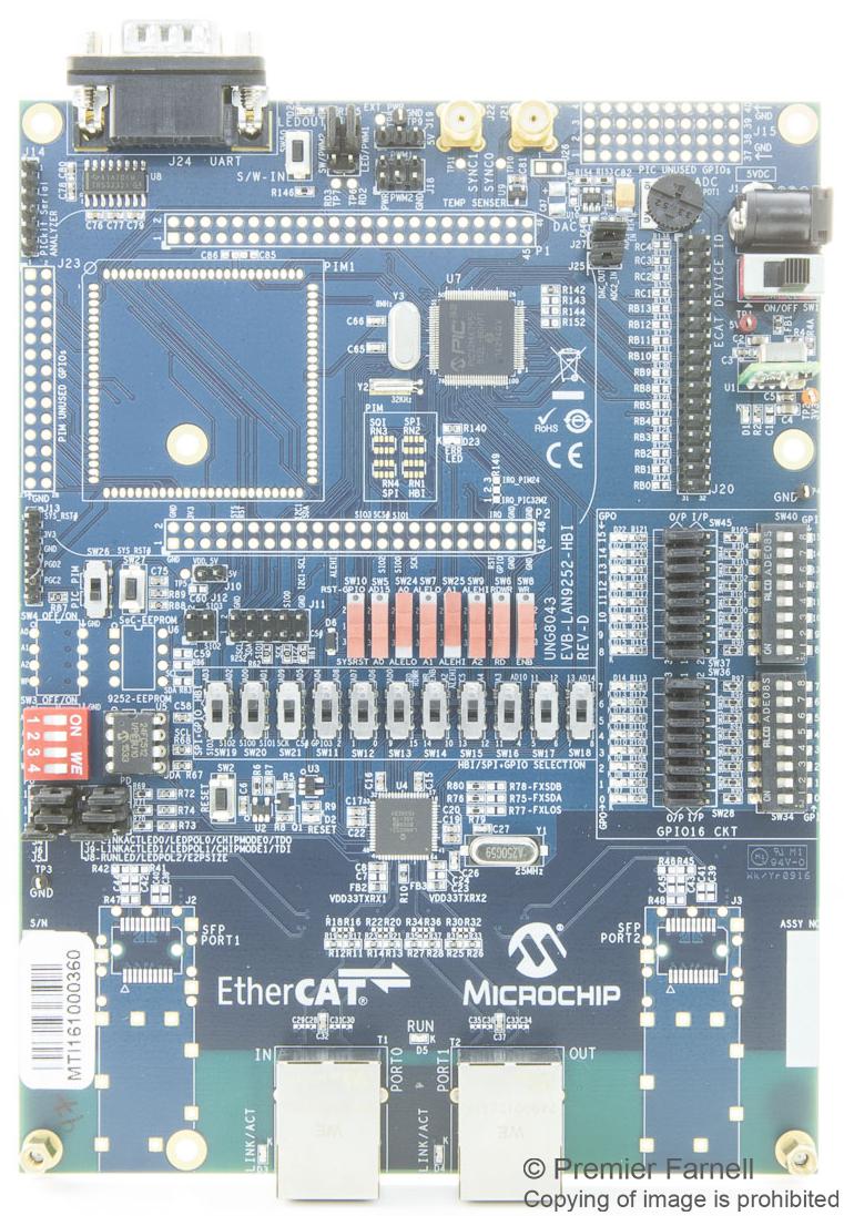 Microchip Evb-Lan9252-Hbiplus Eval Board, Ethercat Slave Controller