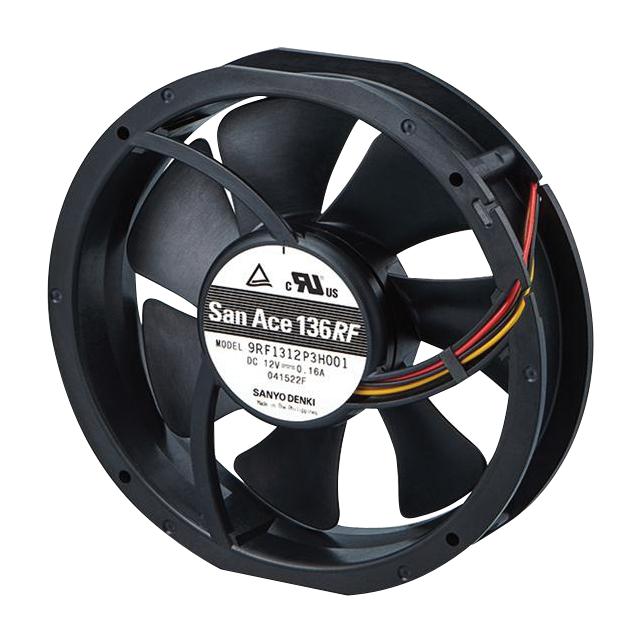 Sanyo Denki 9Rf1312P3H001 Axial Fan, 136Mm, 12Vdc, 70.7Cfm, 35Dba