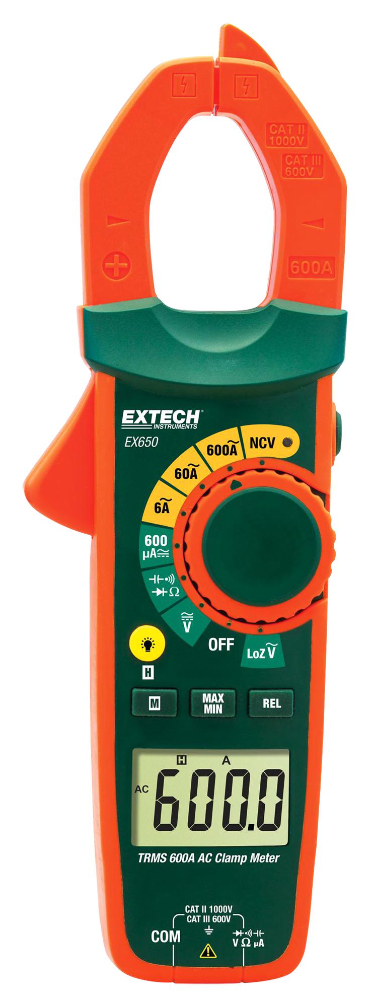 Extech Instruments Ex650 Dmm, Clamp, Manual, 600A, 3.75 Digit