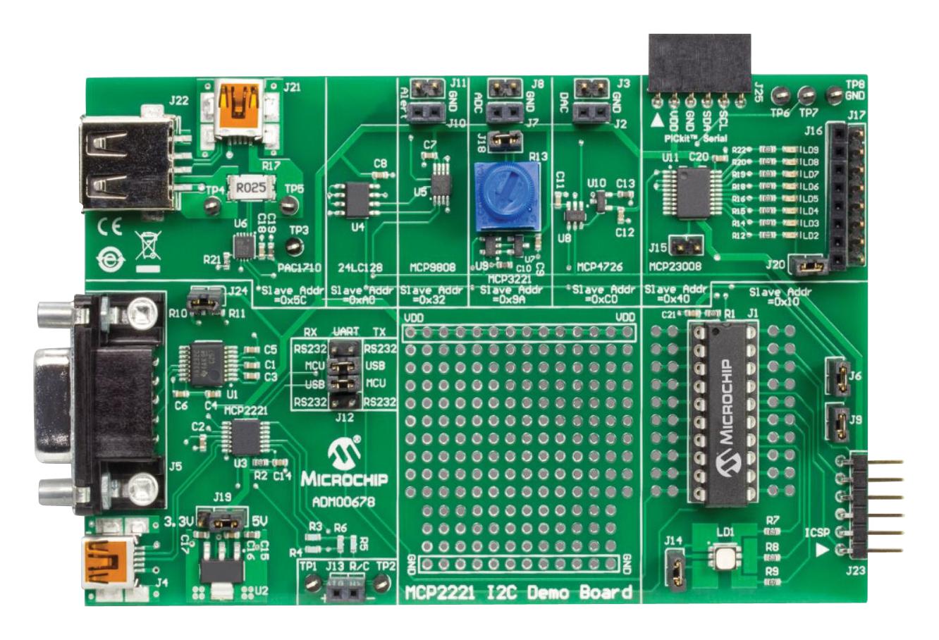 Microchip Adm00678 Demo Board, Usb To I2C/uart Comm