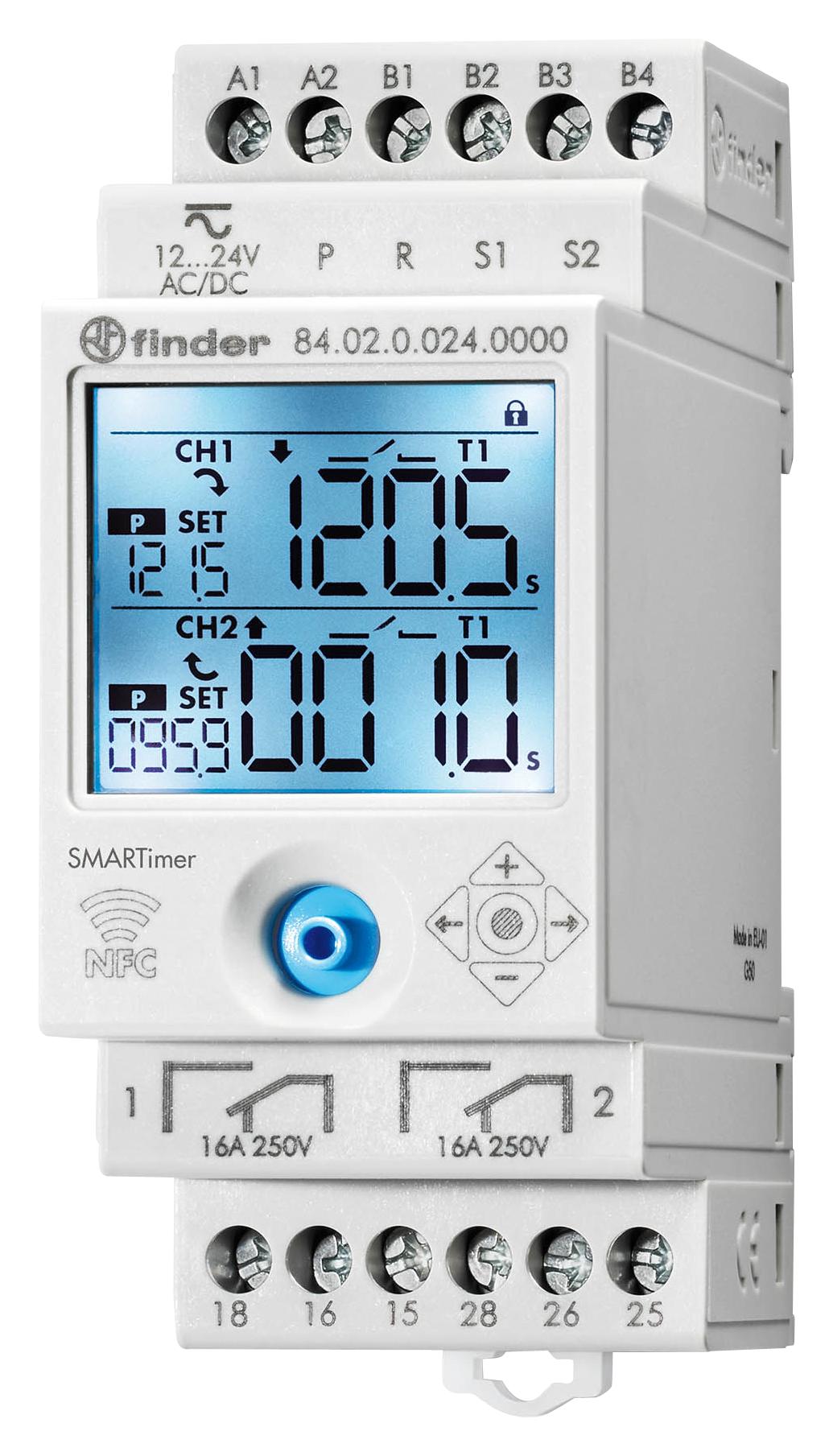 Finder 84.02.0.024.0000 Smartimer, Nfc Prog, Dpdt, 16A, 24V