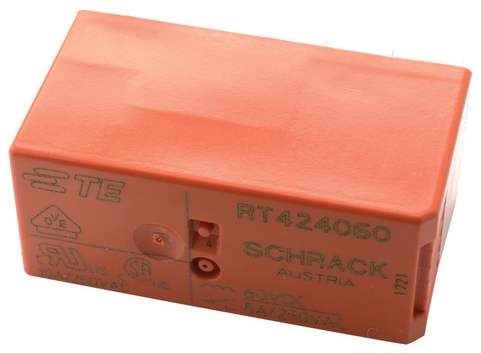 Schrack - Te Connectivity 7-1393243-3 Power Relay, Dpdt, 8A, 250Vac, Th