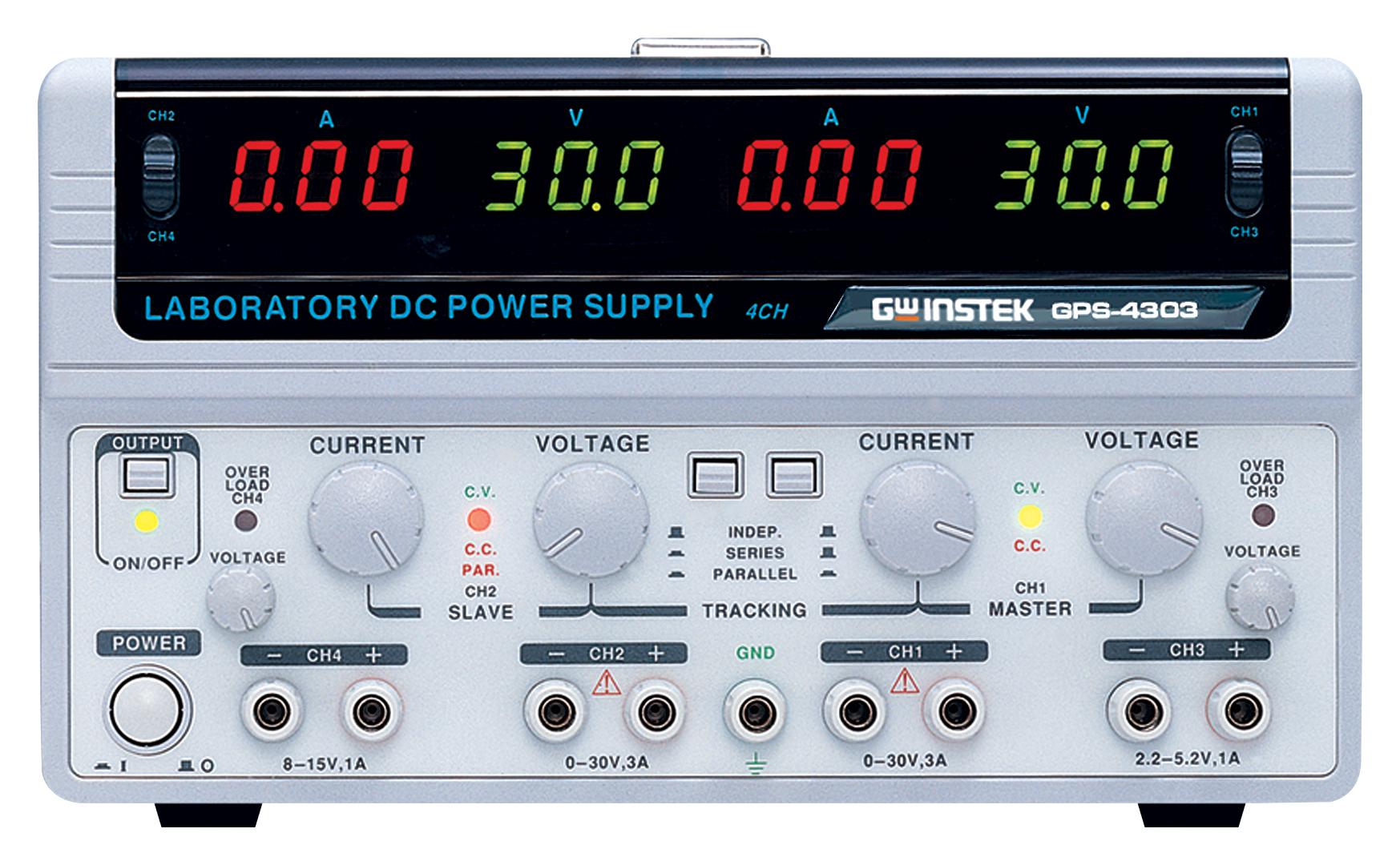 Gw Instek Gps-4303 Power Supply, 4 O/p, 3A, 30V, Adj