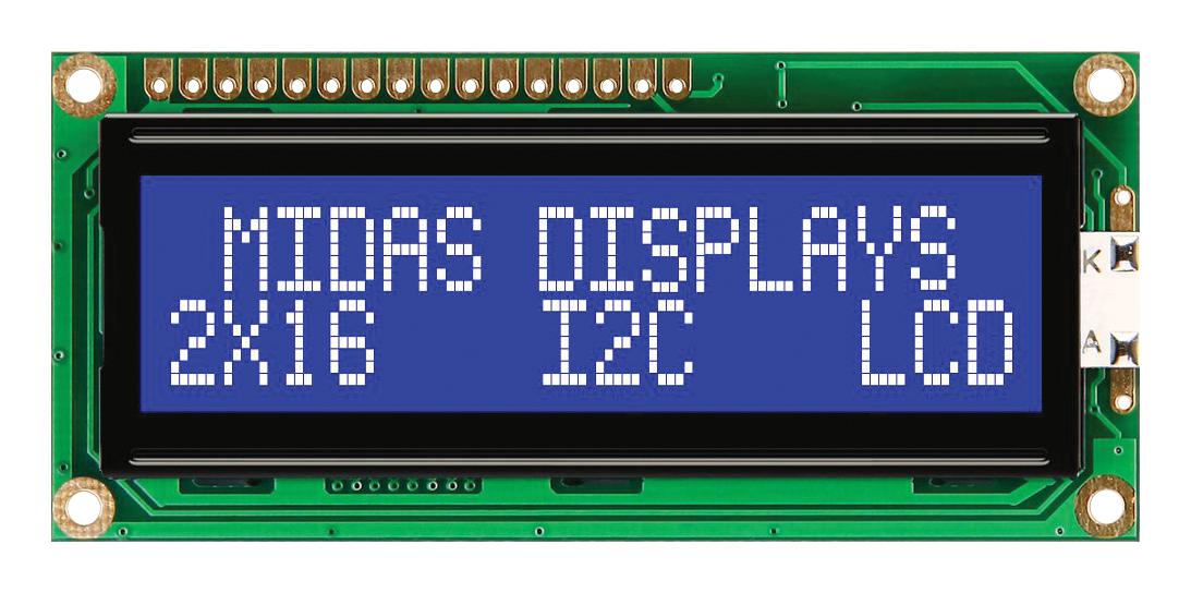 Midas Displays Mc21605C6W-Bnmlwi-V2 Display, Alphanumeric, 16X2, White