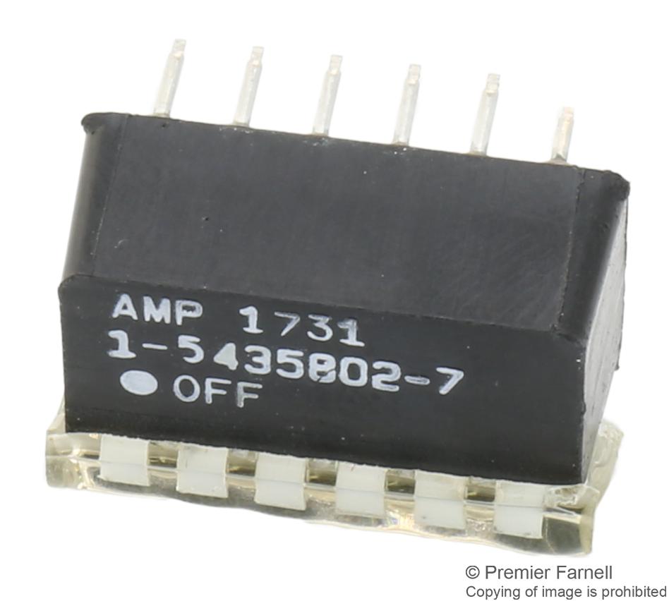 Alcoswitch - Te Connectivity 1-5435802-7 Dip Switch, 6Pos, Spst, Piano Key, Th