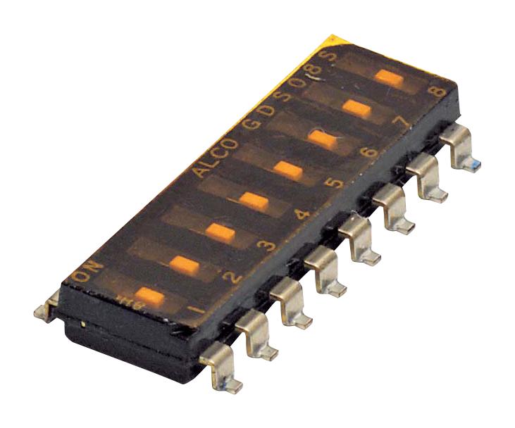 Alcoswitch - Te Connectivity Gds08S04 Dip Switch, 8Pos, Spst, Slide, Smd