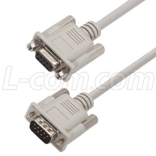 L-Com Cs2N9Mf-50 D Sub Cable, 9Pos, Plug-Rcpt, 15.24M